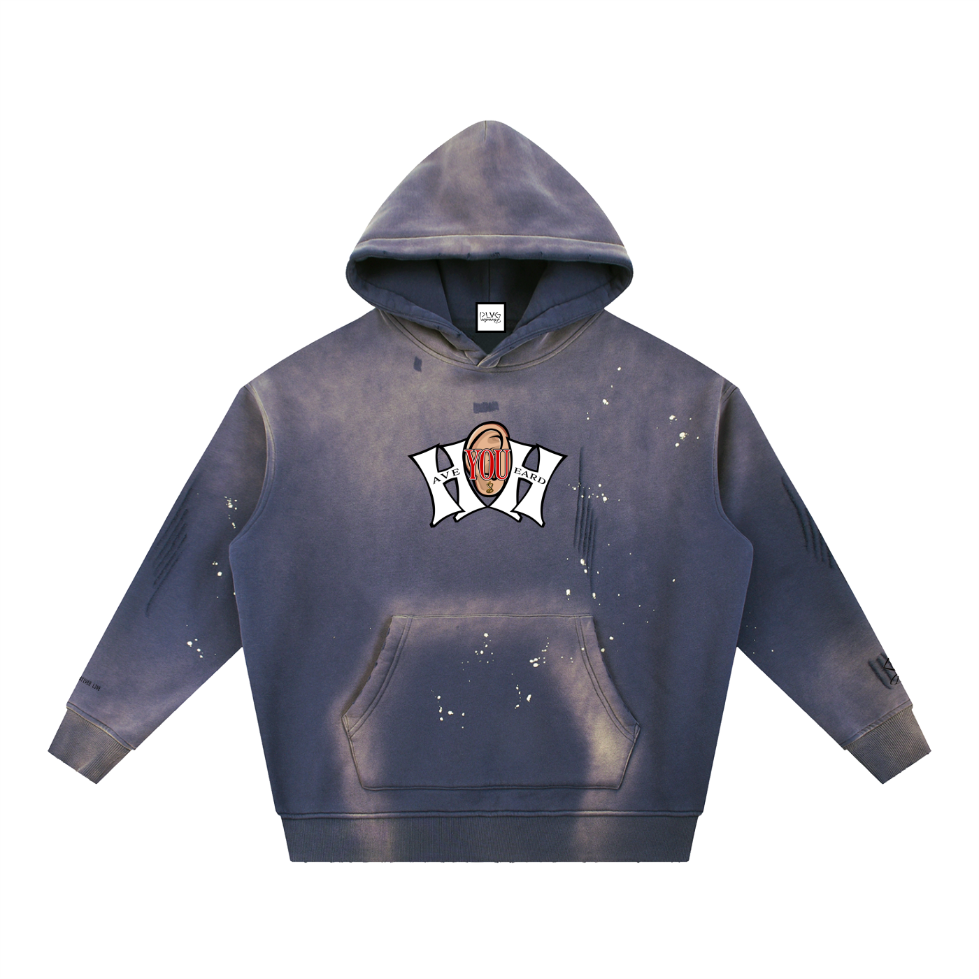 Vintage Washed Frayed Fleece Hoodie