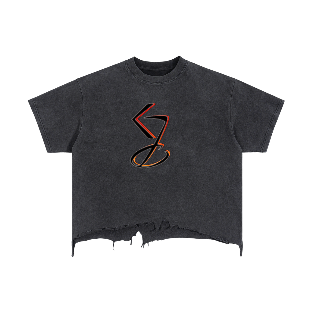Boxy Distressed Hem T-Shirt