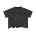 Boxy Distressed Hem T-Shirt