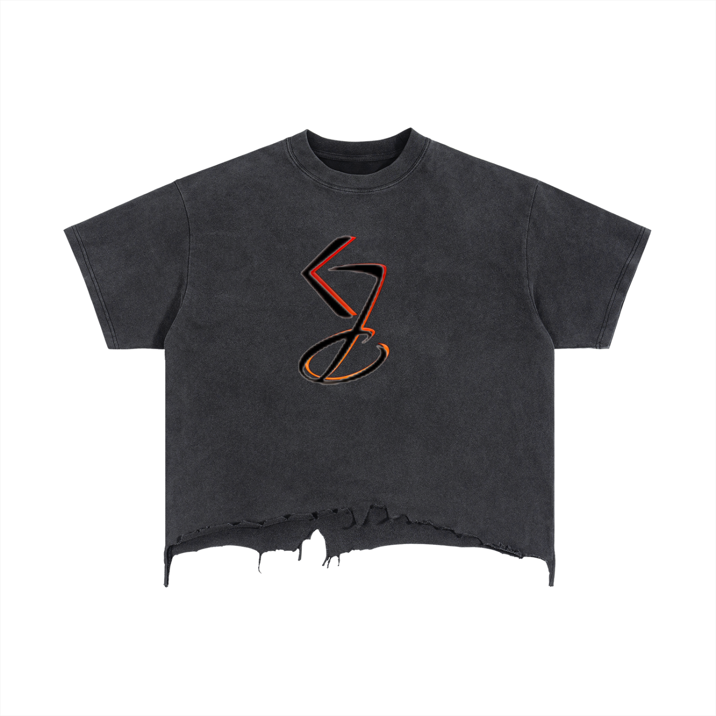 Boxy Distressed Hem T-Shirt
