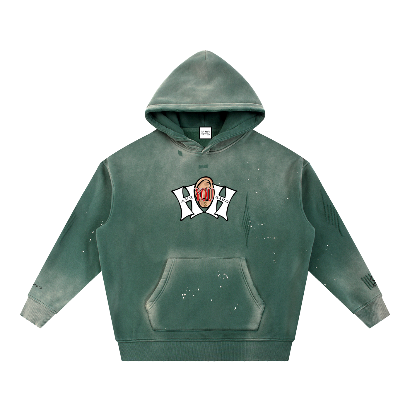 Vintage Washed Frayed Fleece Hoodie