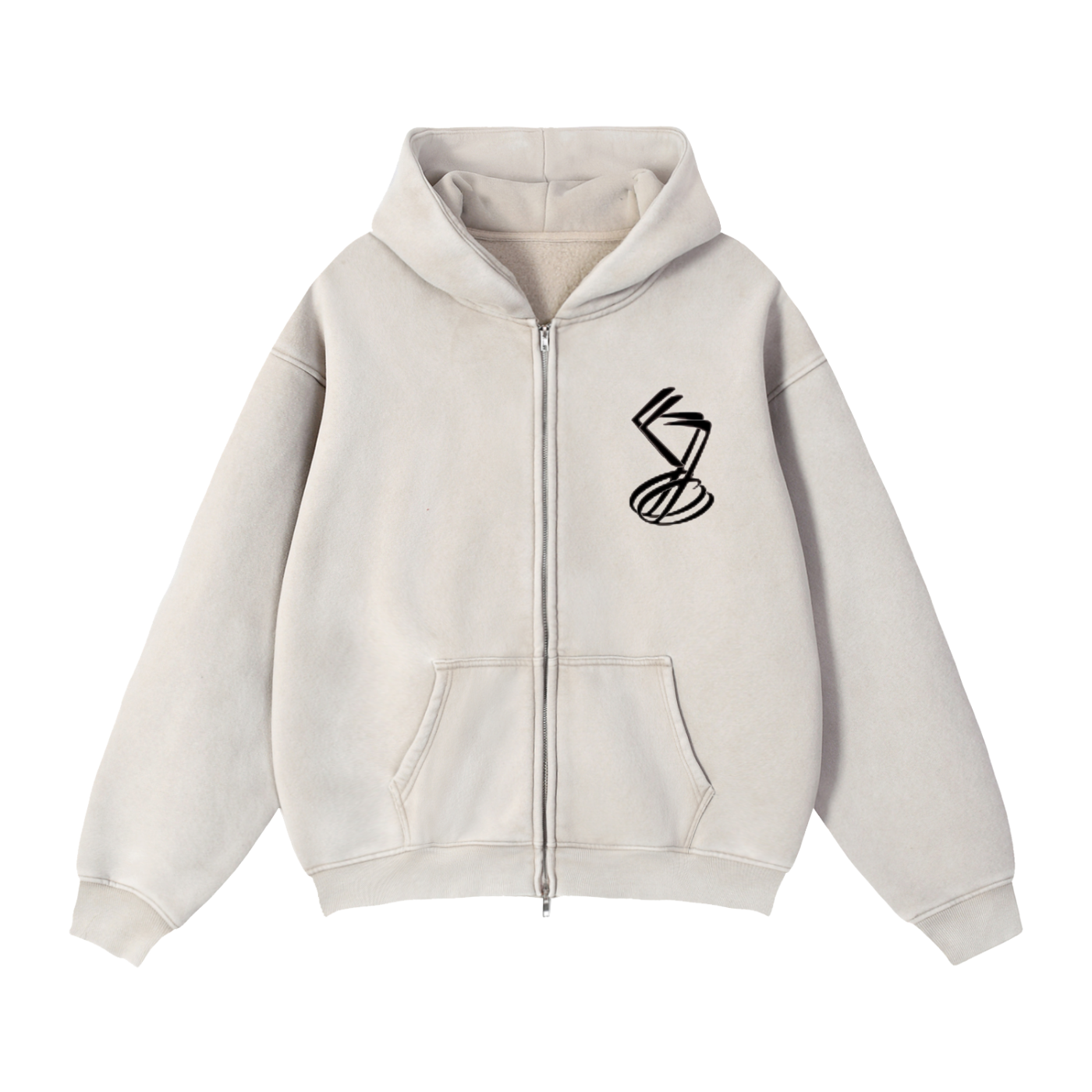 Zip-Through Boxy Fleece Hoodie