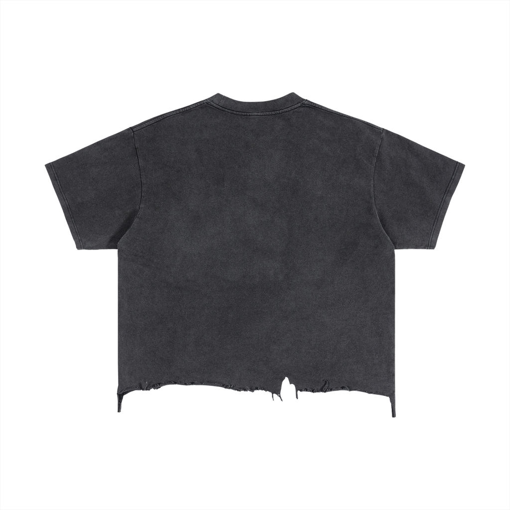 Boxy Distressed Hem T-Shirt