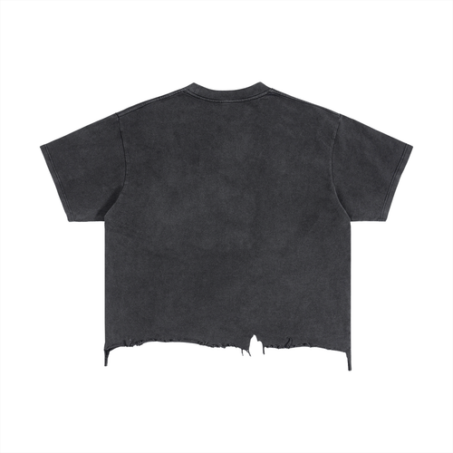 Boxy Distressed Hem T-Shirt