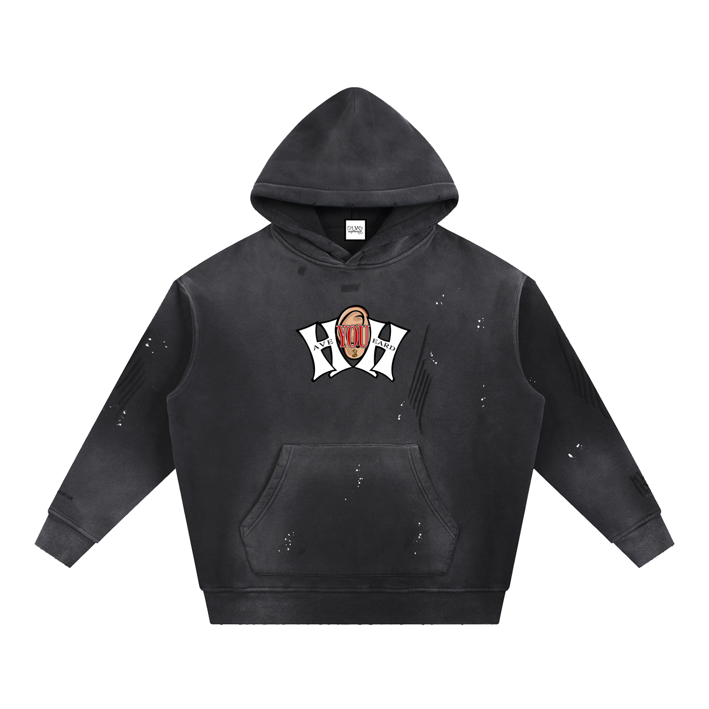 Vintage Washed Frayed Fleece Hoodie
